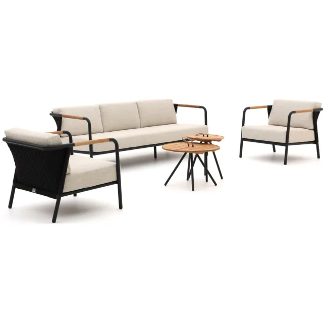 Apple Bee Elle stoel-bank loungeset 5-delig Zwart
