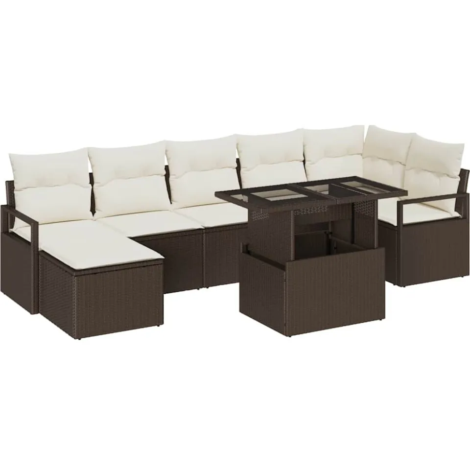vidaXL Tuin Sofa Set 8 st Bruin Poly riet