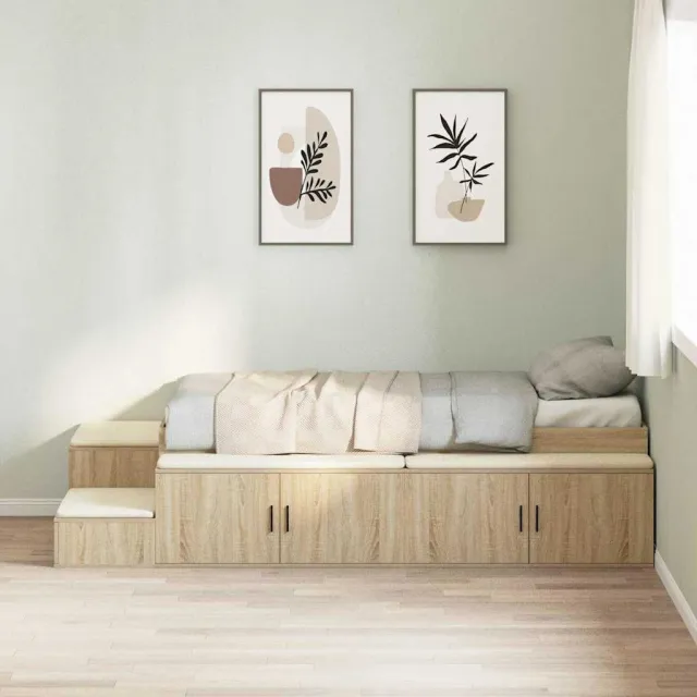 vidaXL Opbergbedframe Sonoma Eiken 80 cm Bewerkt hout