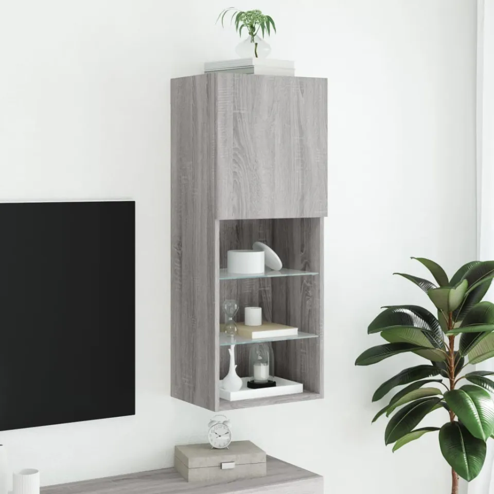 vidaXL Tv-meubel met LED-verlichting 40,5x30x102 cm grijs sonoma eiken, foto 4