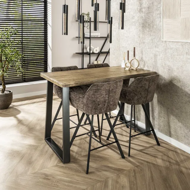 LifestyleFurn Industriële Bartafel 'Barbra' 135 x 70cm, kleur Naturel, foto 2