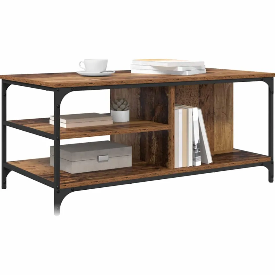 vidaXL Salontafel Oud Hout 100 x 50 x 45 cm Bewerkt hout bruin