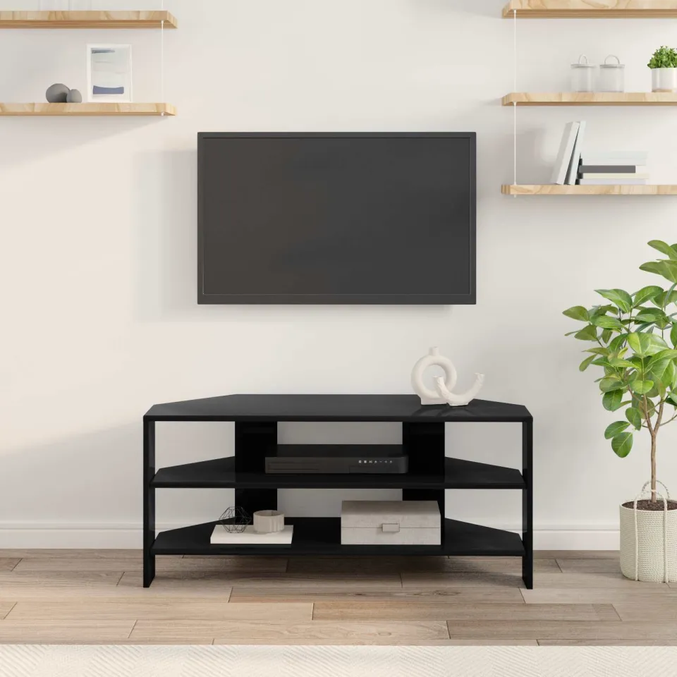 vidaXL HoekTVKast 100 x 40,5 x 45 cm Zwart Bewerkt hout, foto 4