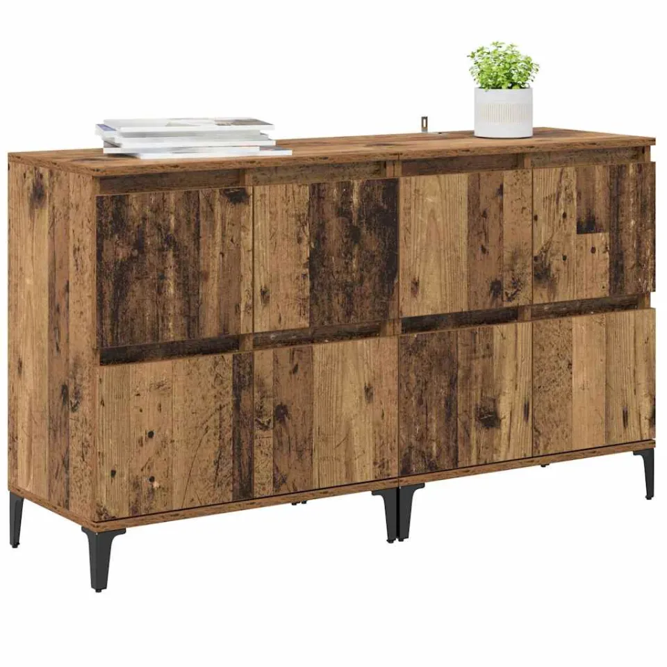 vidaXL Dressoirs 2 st Oud Hout 60 x 35 x 70 cm Bewerkt hout Bruin