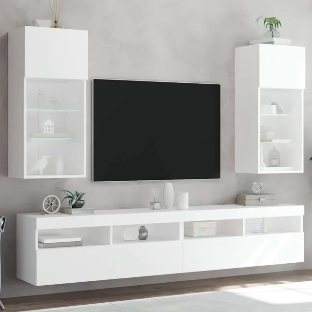 vidaXL Tv-meubels met LED-verlichting 2 st 40,5x30x90 cm wit