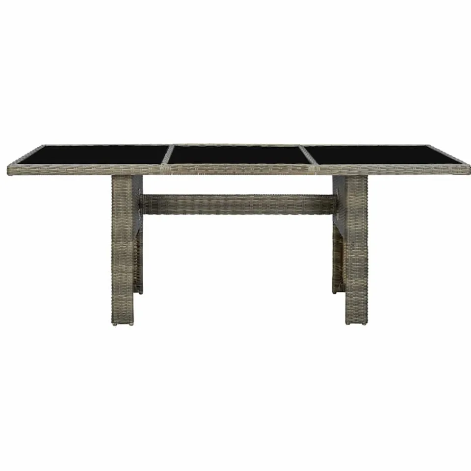 vidaXL Tuintafel poly rattan en gehard glas bruin