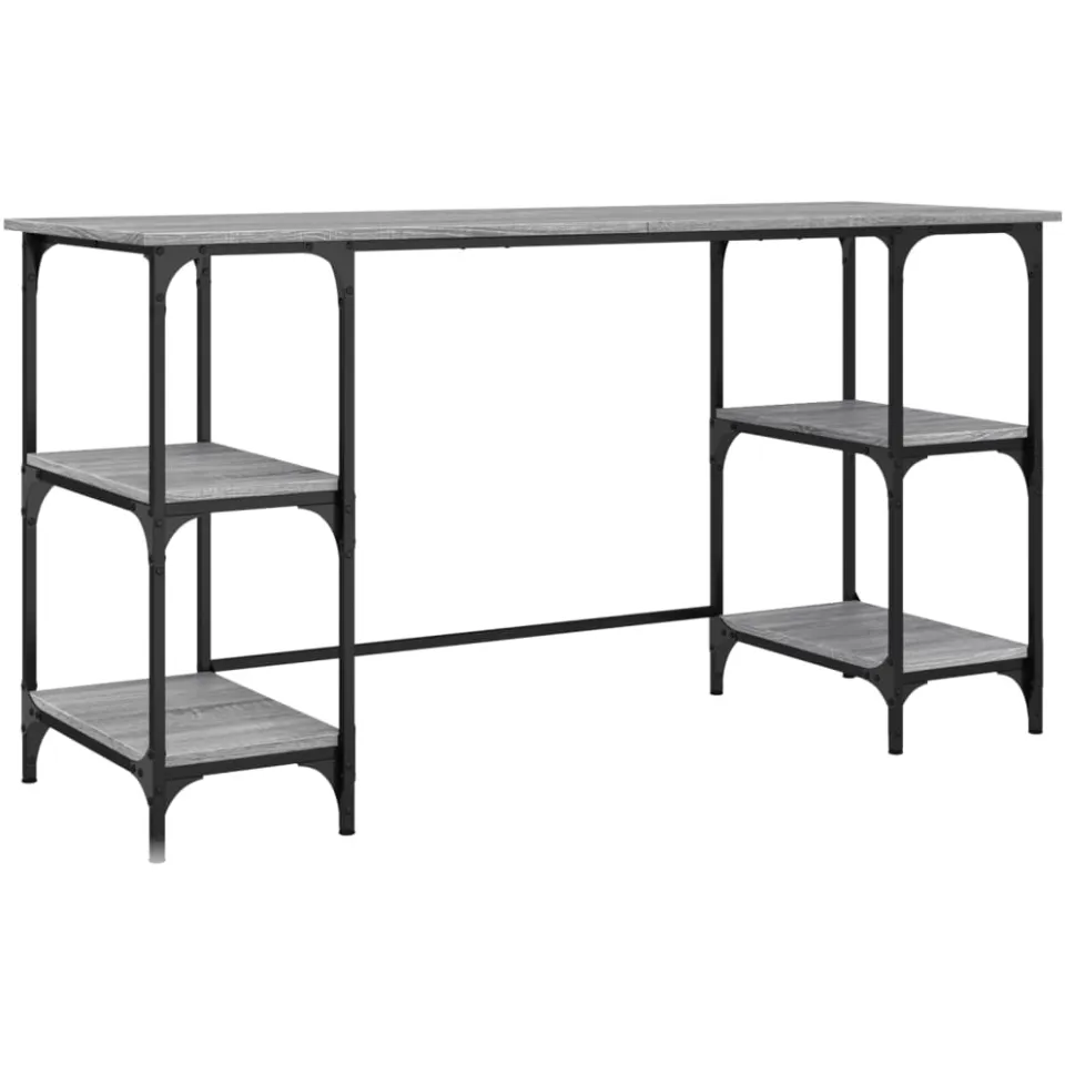 vidaXL Bureau 140x50x75 cm metaal en bewerkt hout grijs sonoma eiken