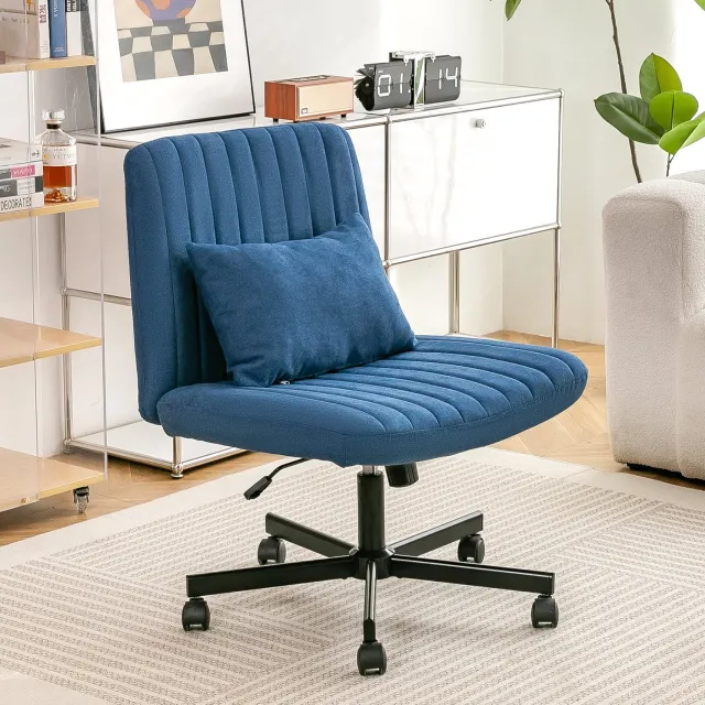 CHICFURN Bureaustoel - Hoogteverstelbaar - Zonder armleuningen - Blauw