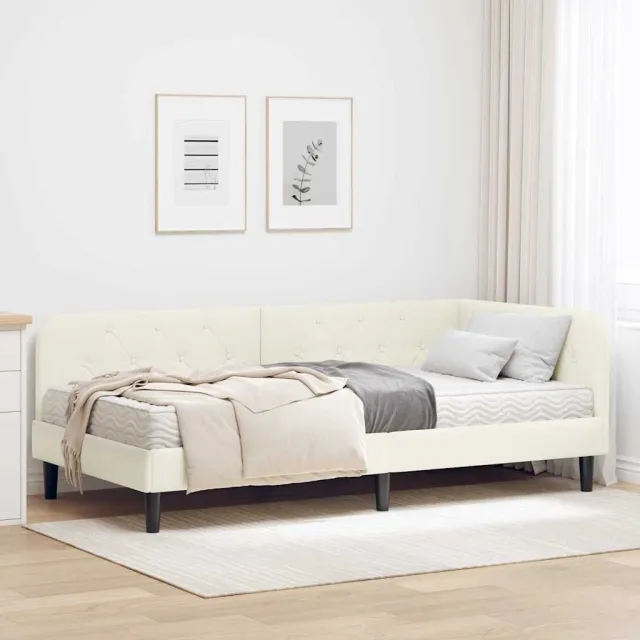 vidaXL Hoekbedframe Crème 100 x 200 cm Fluweel