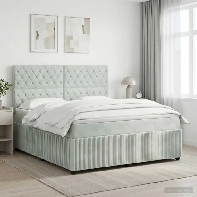 vidaXL Boxspringbed met matras Lichtgrijs 180 x 200 cm Fluweel