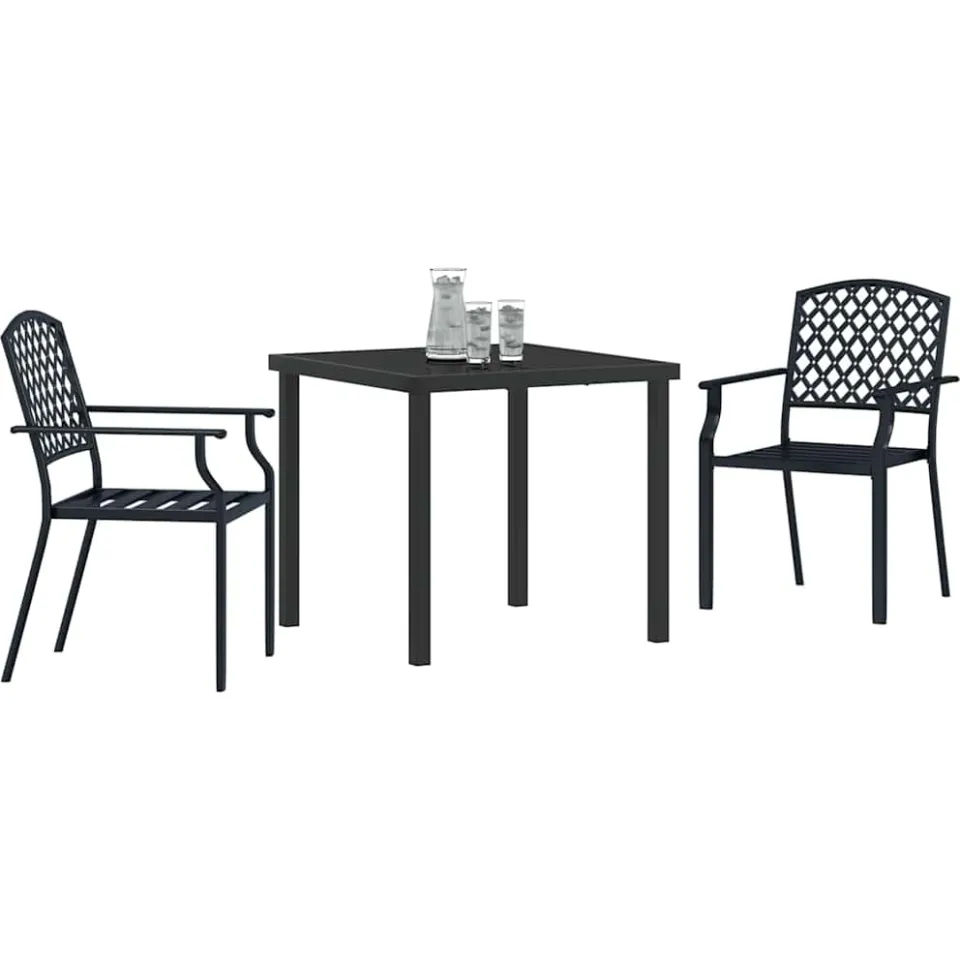 vidaXL Tuin eettafelset 3 st Antraciet Gepoedercoat staal, foto 2