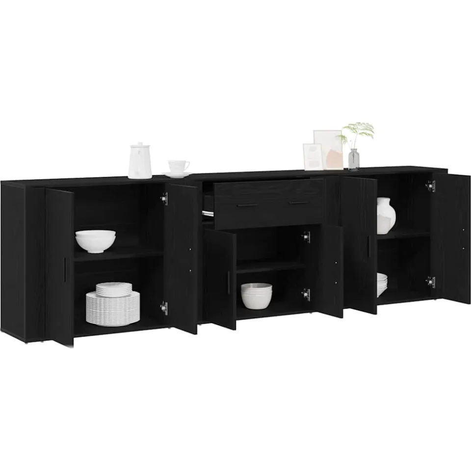 vidaXL Dressoir Zwart Eiken 240 x 33 x 70 cm Bewerkt hout