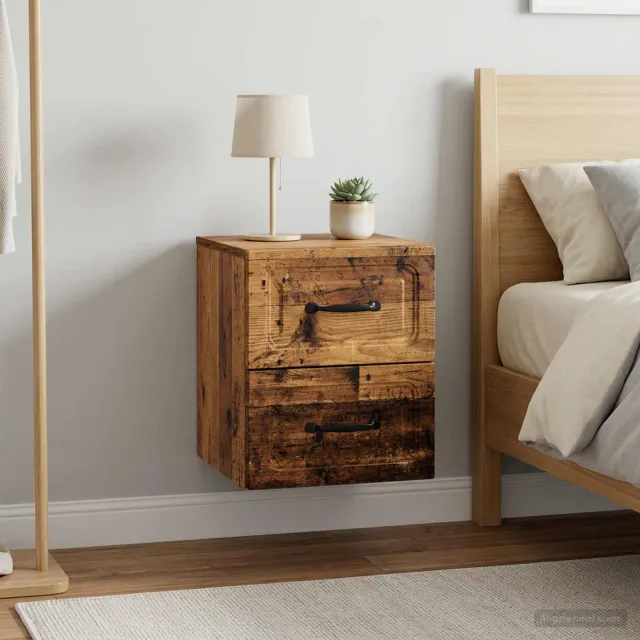 vidaXL Wandbeugel Bedkast 2 st Oud hout 34,5 x 33 x 40 cm Bewerkt hout bruin, foto 2