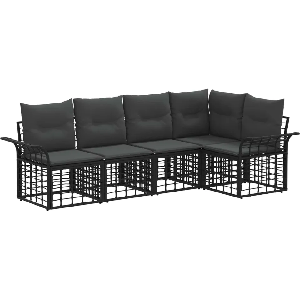 vidaXL Buiten bankenset 5 st Zwart en Donkergrijs Polyester