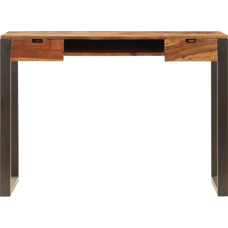 vidaXL Bureau 110x55x78 cm massief acaciahout en staal, foto 3