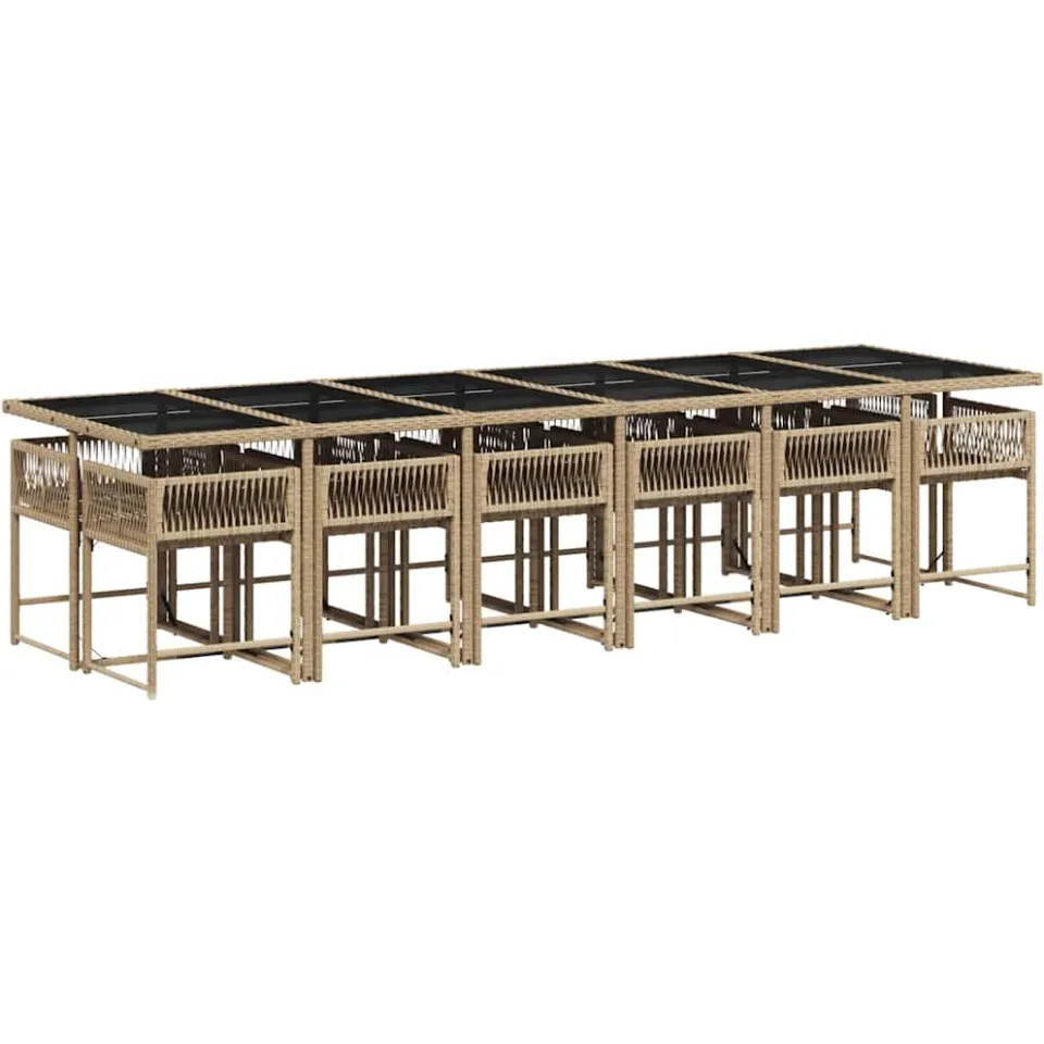 vidaXL 13-delige Tuinset met kussens poly rattan gemengd beige, foto 4