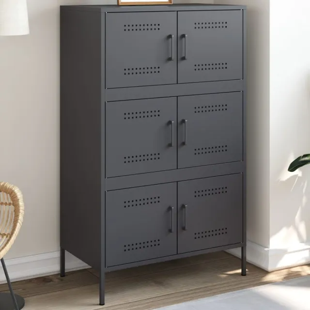 vidaXL Hoge kast 68x39x113 cm staal antracietkleurig Anthraciet