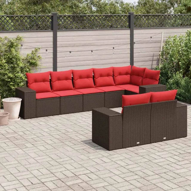 vidaXL 8-delige tuinbankset met kussens, bruin polyrotan, foto 2