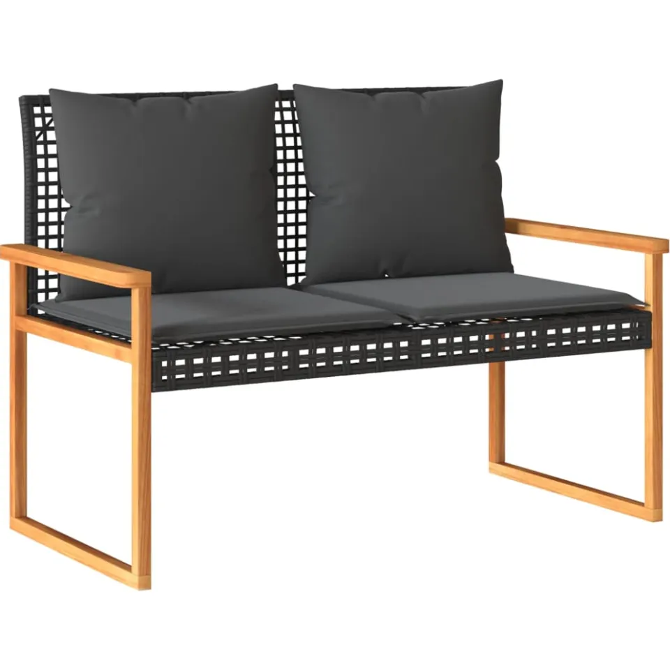 vidaXL 4-delige Loungeset met kussens poly rattan zwart, foto 3