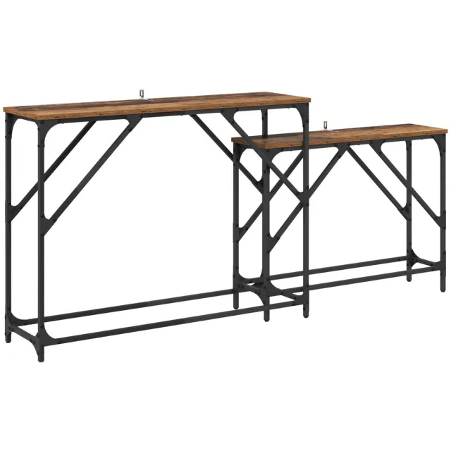 vidaXL Wandtafel - 2 - st - Oud - Hout - 100 - x - 28 - x - 75 - cm - Bewerkt - hout Oud hout