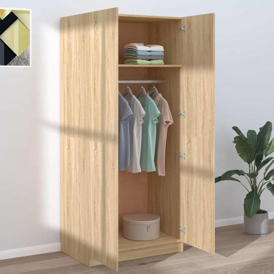vidaXL Kledingkast 80x52x180 cm bewerkt hout sonoma eikenkleurig, foto 3