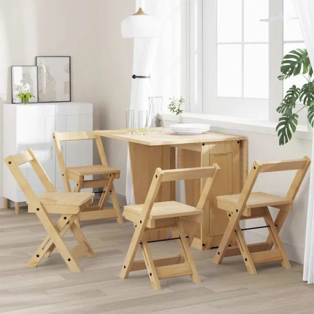 vidaXL Klapstoelen 4 stuks "Corona" Waxbruin Massief Grenenhout bruin