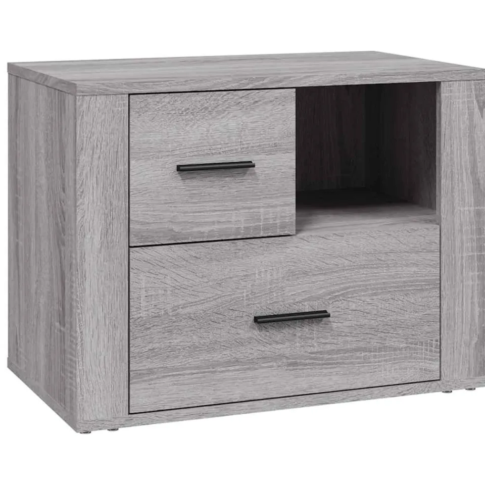 vidaXL Nachtkastje 60x36x45 cm bewerkt hout grijs sonoma eikenkleurig