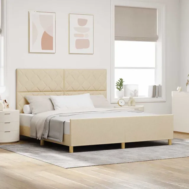 vidaXL Bedframe met hoofdeinde Crème 180 x 200 cm Stof