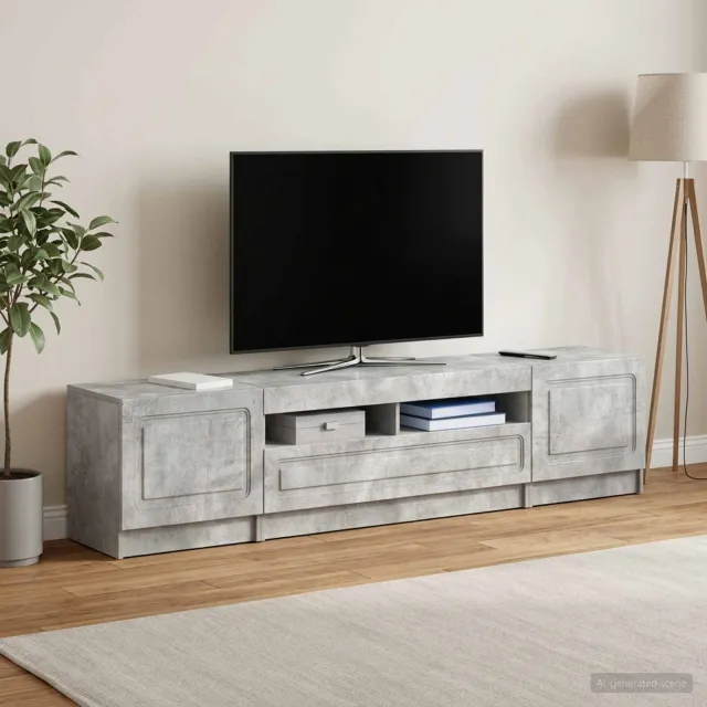vidaXL LED tv-meubel UTRECHT 3 st Betongrijs Bewerkt hout