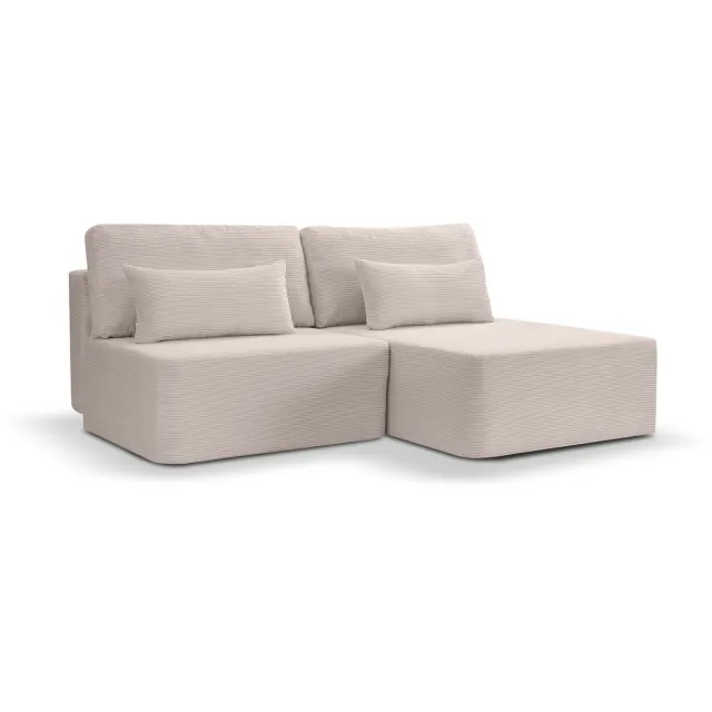 Furnilux Amsterix L-vormige sofa bed rechts grijs-beige | Zachte corduroy | Slaapcomfort