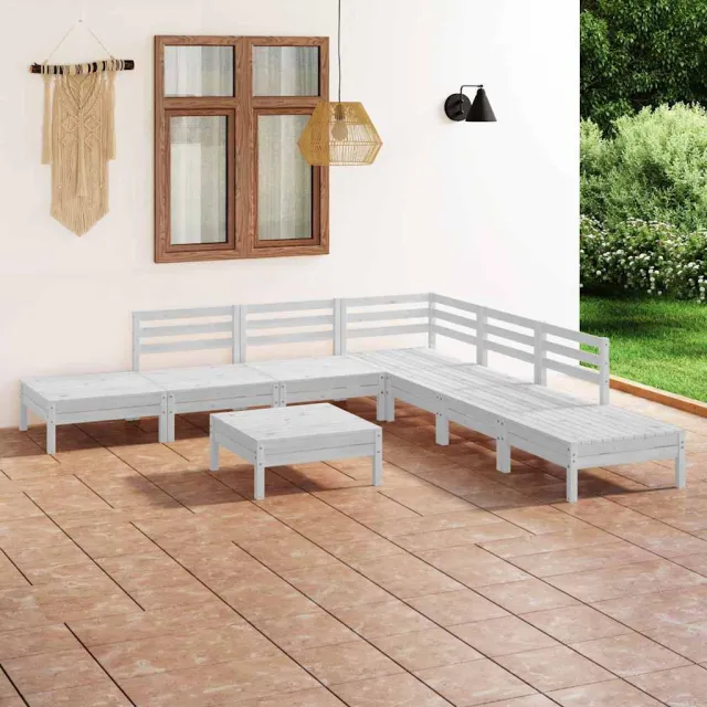 vidaXL 8-delige Loungeset massief grenenhout wit, foto 2