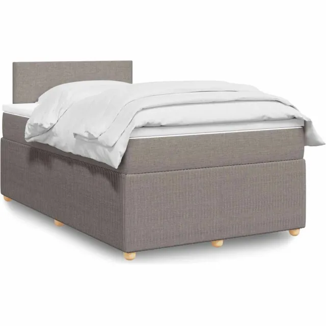 vidaXL Boxspring met matras stof taupe 120x190 cm