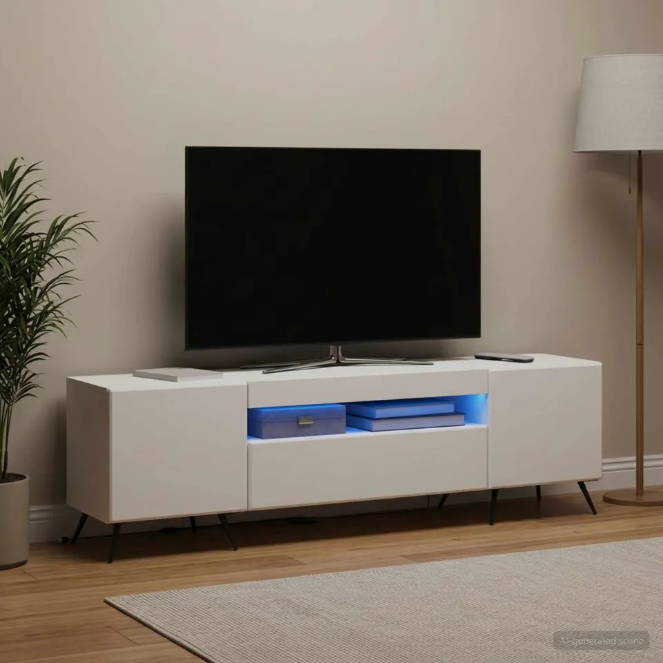 vidaXL LED tv-meubel Wit Bewerkt hout, foto 4