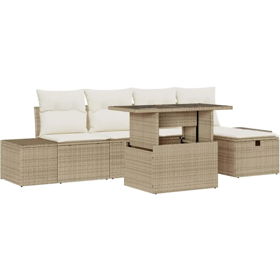 vidaXL Tuin Sofa Set 6 st Poly riet Grijs
