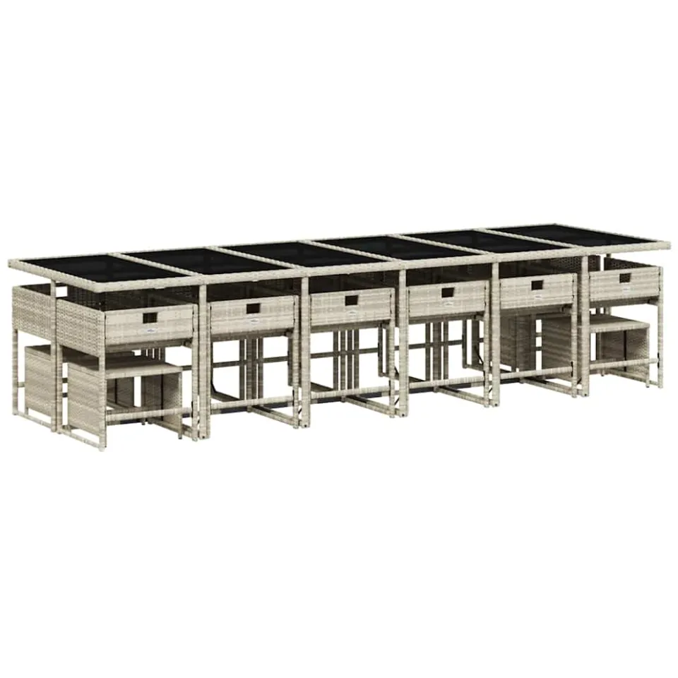 vidaXL 17-delige Tuinset met kussens poly rattan lichtgrijs grijs, foto 3