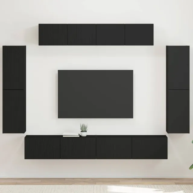 vidaXL TV-kast 8 st 98 x 31 x 29,5 cm Zwart