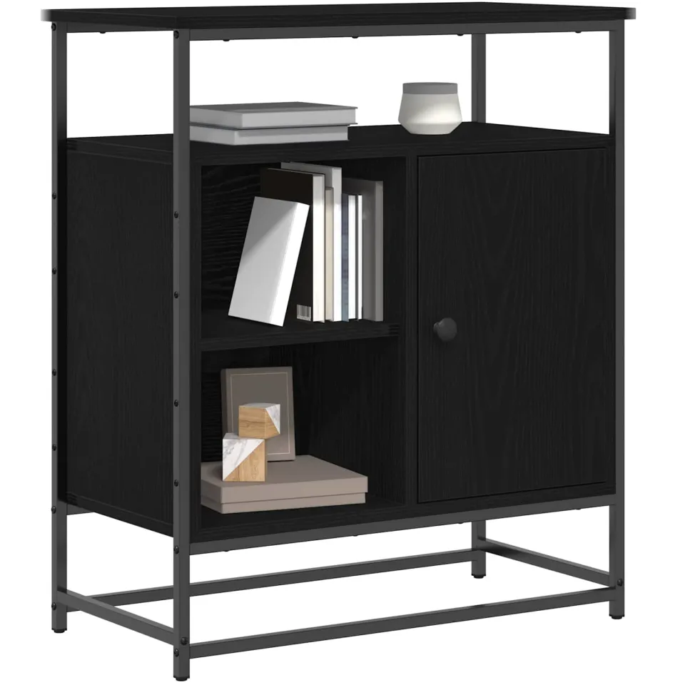 vidaXL Dressoir Zwart Eiken 69 x 35 x 80 cm Bewerkt hout