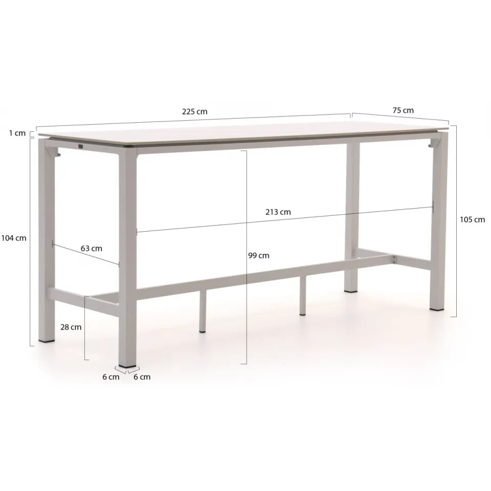 Bellagio tuinmeubelen Bellagio Trecenta bartafel 225x75x105cm wit, foto 3