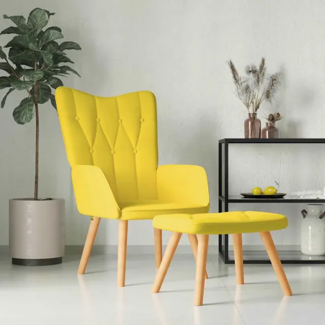 vidaXL Relaxstoel met voetenbank stof mosterdgeel