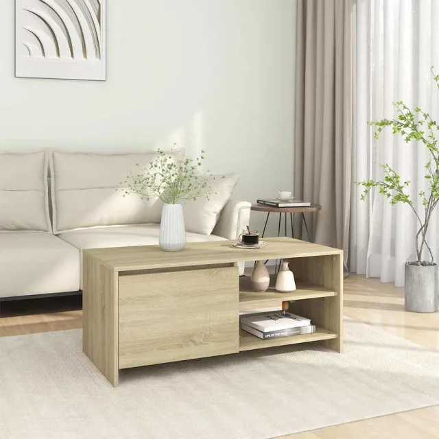 vidaXL Salontafel 102x50x45 cm bewerkt hout sonoma eikenkleurig, foto 2