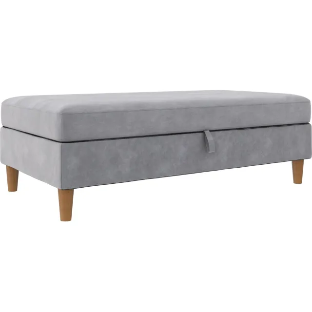 Notio Living Lilly- Opbergpoef Antraciet Fluweel Grijs