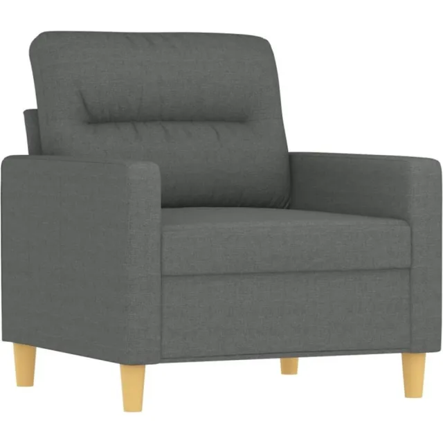 vidaXL Fauteuil - met - voetenbank - 60 - cm - stof - donkergrijs