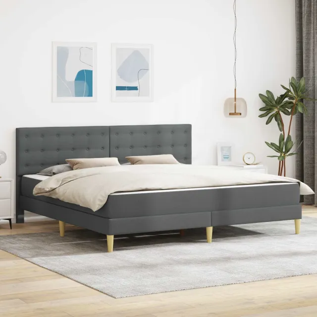 vidaXL Bedframe met matras Donkergrijs 180 x 200 cm Stof