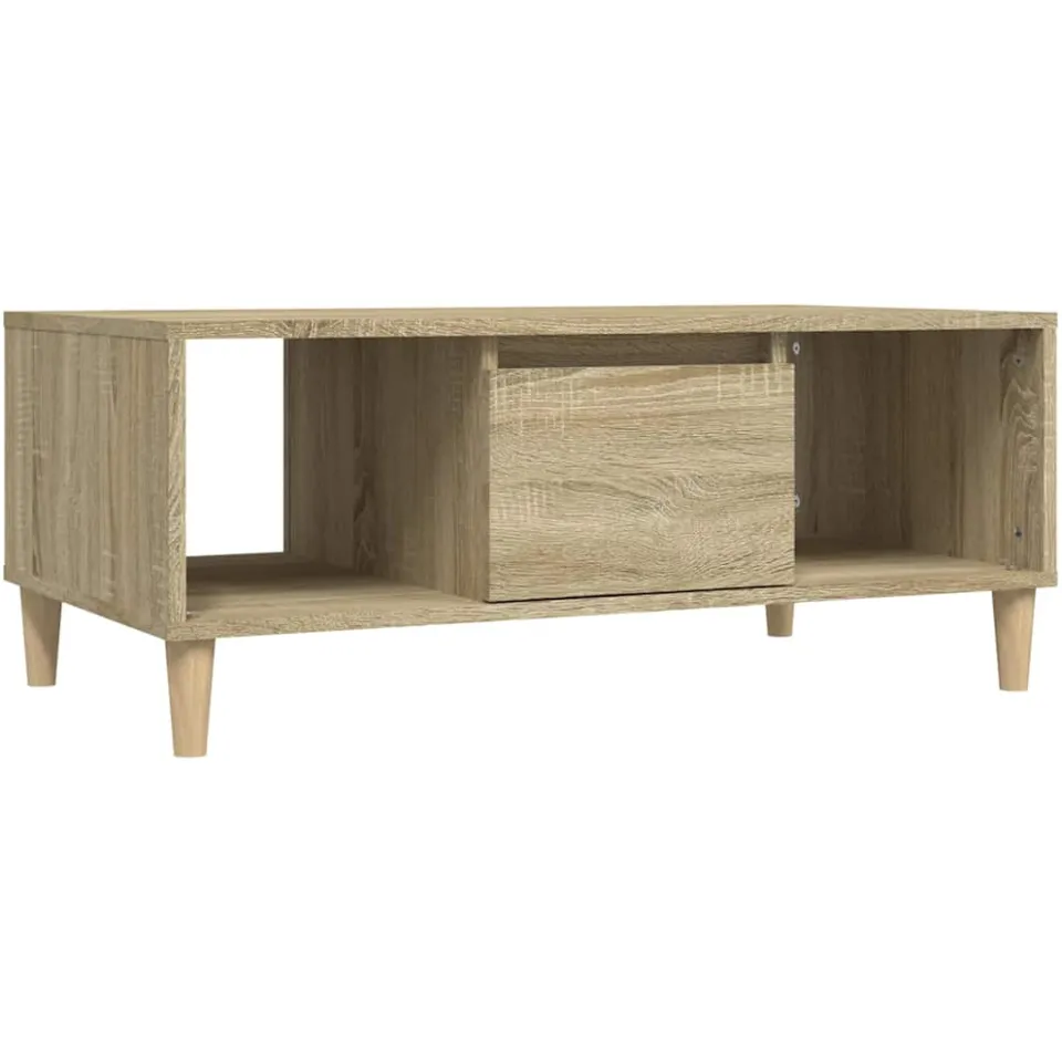 vidaXL Salontafel 90x50x36,5 cm bewerkt hout sonoma eikenkleurig Bruin