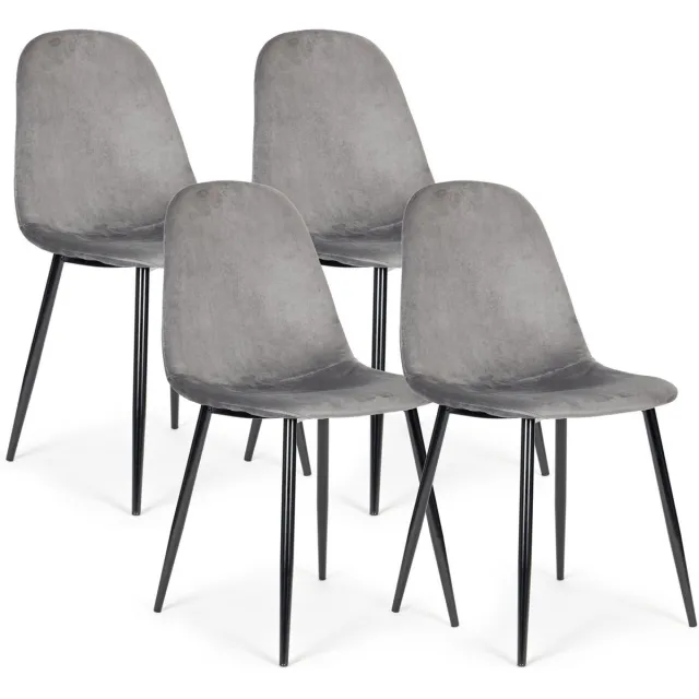 Viking Choice Velvet eetkamerstoel - set van 4 - grijs - 85 x 46 x 46 cm