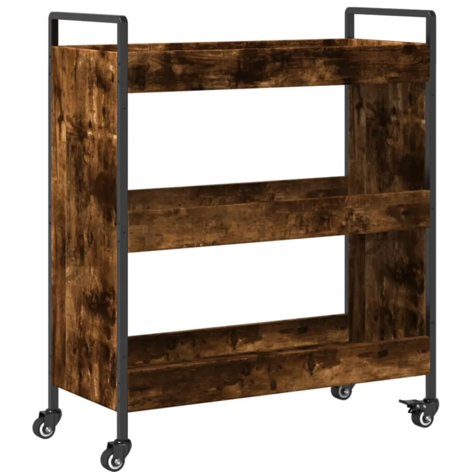 vidaXL Keukentrolley 70x30x82 cm bewerkt hout gerookt eikenkleurig Bruin