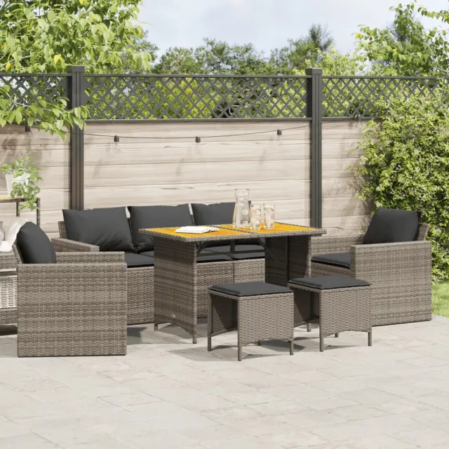 vidaXL 6-delige Loungeset met kussens poly rattan grijs, foto 2