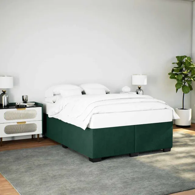 vidaXL Bedframe zonder matras 140x200 cm fluweel donkergroen groen