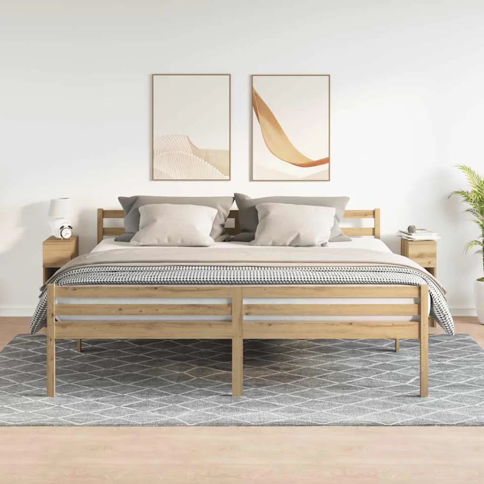 vidaXL Nachtkastjes 2 st met lade 20x36x60 cm artisanaal eikenkleurig, foto 2