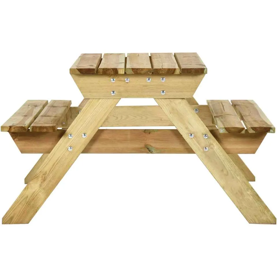 vidaXL Picknicktafel met banken 110x123x73 cm geïmpregneerd grenenhout bruin, foto 3